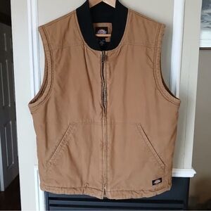 Brown/Tan Work Quilted Insulated Vest with Black Collar